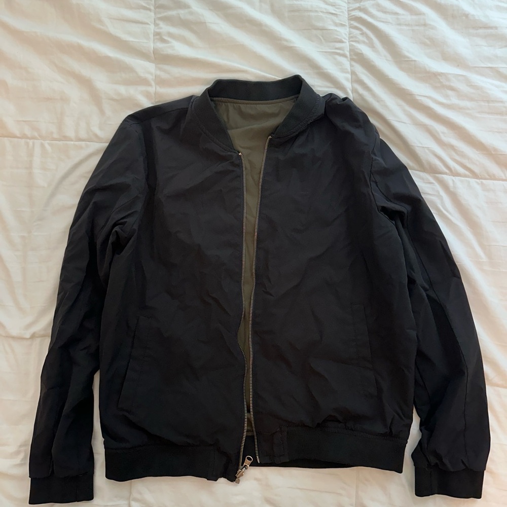 YoungLA Men's Black Bomber Jacket - Reversible - Size L